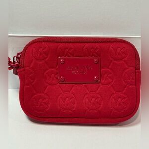 Michael Kors Jet Set Embossed Logo Scuba Fabric Wristlet Pouch Great Condition